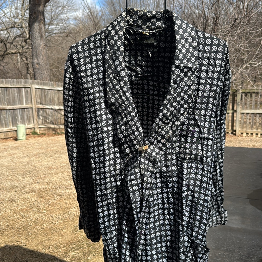 To Die For Vintage 100% Silk Black White Geometric Robe Xl Neiman Marcus As Is
